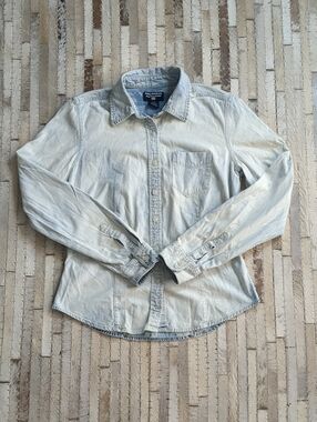 Vintage Polo Jeans Co. Ralph Lauren Light Wash Denim Button Down Shirt Sz XS